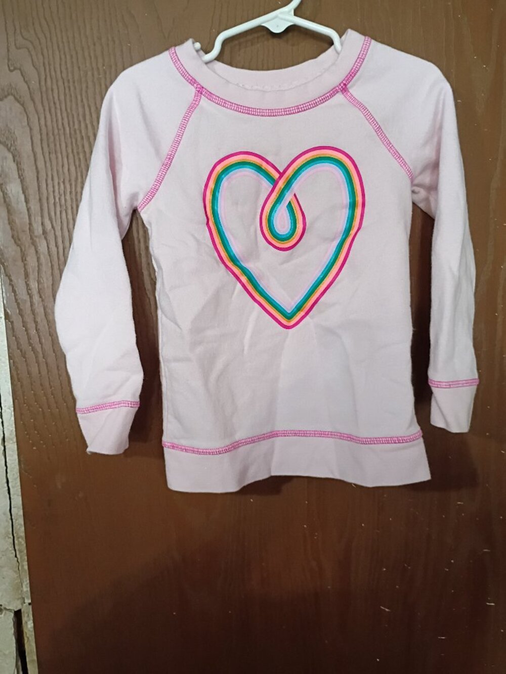 Cat & Jack Girls 3T Pink Rainbow Heart Long Sleeve Shirt